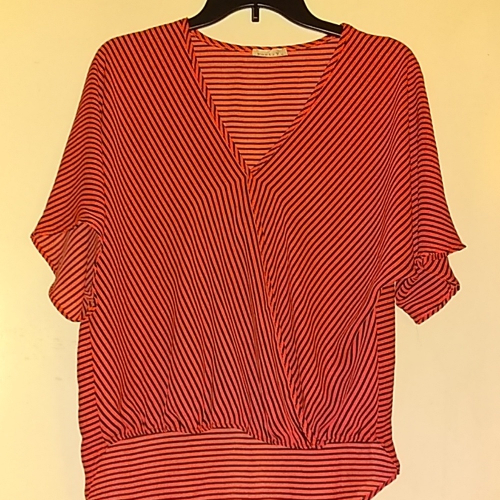 Poetry Pink and Black Striped Top